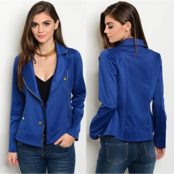 Available by Angela Fashion Jackets & Blazers - LAST ONE! Size S Navy moto jacket w/ gold details